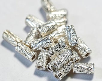 Silver Tube Beads, Pairs
