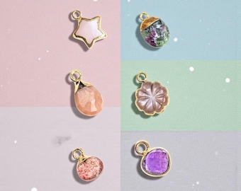 Gold-Leafed Gemstone Charms, Pendants