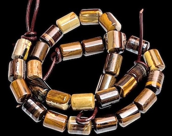 Iron Zebra Jasper Large Hole Barrel Beads