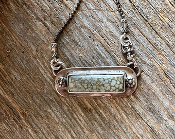 Artisan Jewelry, Bar Necklace, Variscite and Silver Bar Necklace, Snowville Variscite, Fashion Jewelry, Womens Accessories, Boho Chic