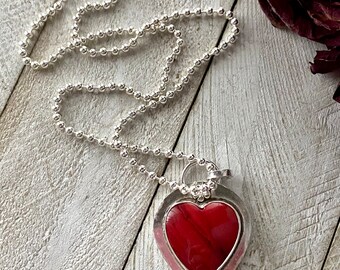 Rosarita Heart Pendant and Sterling Silver Necklace, Artisan Jewelry, Romantic Jewelry, Unique Jewelry, Valentines Jewelry, Bohochic