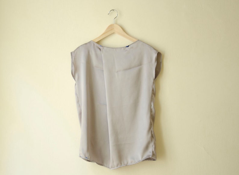 White Top Silver Blouse Available in Plus sizes and Many Colors Satin Asymmetric Blouse Black Silk Top