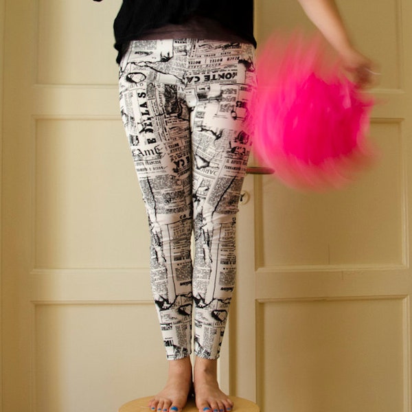 Reserved listing for Amillionbooks Newspaper Printed Leggings, Last One available in XS, SMALL or MEDIUM