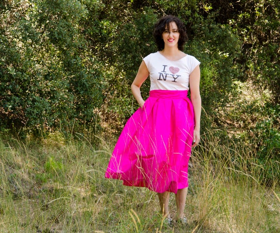 hot pink maxi skirt
