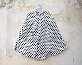 Polka Dot Rain Coat, Black and White, Mod Vintage Inspired Cape with Hood, Waterproof, Womens Rain Cape, Gift For Her