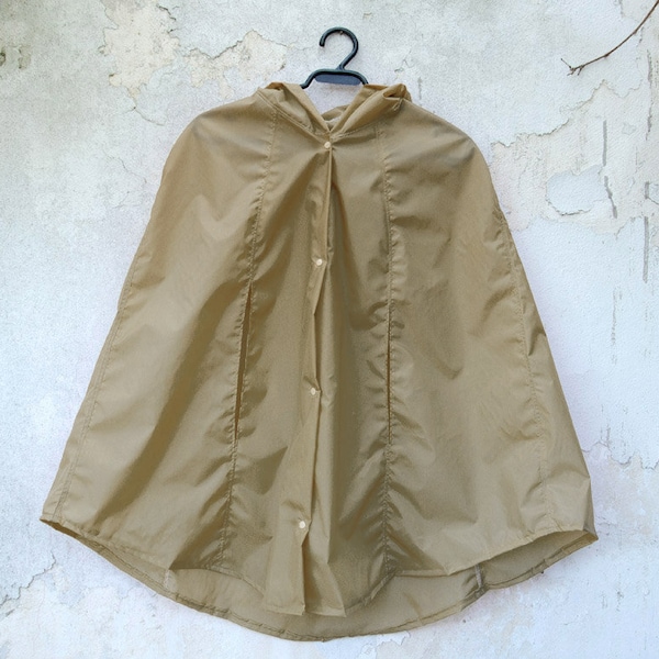 Tan Cape Hooded Raincoat, Waterproof Raincape, Vintage Inspired Rain Jacket