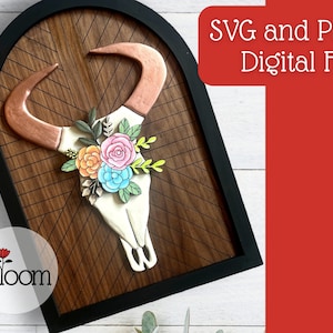 Floral Arched Cow Skull SVG and PDF
