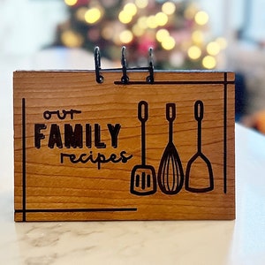4x6 Wood Laser Engraved Family Recipe Book