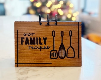 4x6 Wood Laser Engraved Family Recipe Book