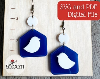 Bird House Layered Earrings SVG - Digital File