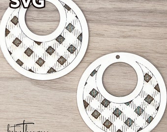 Round Cut Out Plaid Earrings SVG