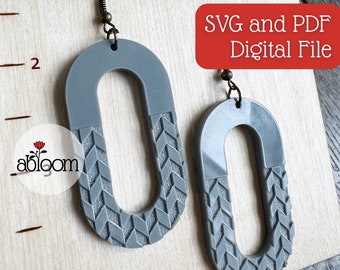 Oval Herringbone Earrings SVG - Digital File