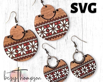 Fair Isle Snowflake Sweater Earring SVG - 2 sizes