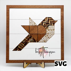 Bird Wood Quilt Square SVG