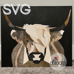 Highland Cow Wood Quilt SVG