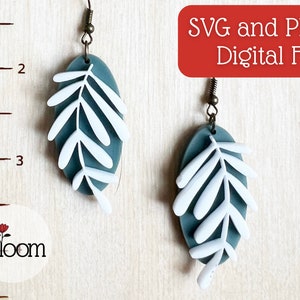 Oval Leaf Layered Earrings SVG - Digital File