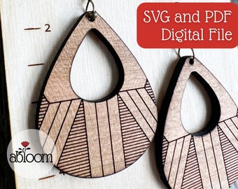 Tribal Striped Earrings 3 Sizes  SVG - Digital File