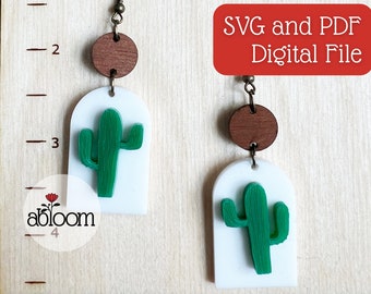 Cactus Layered Earrings SVG - Digital File