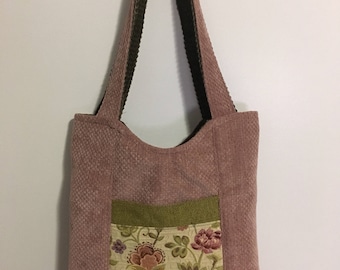 Pink and Green Reversible Tote Bag Purse