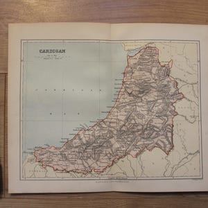 Vintage Karte von Cardigan (Wales), Originaldruck von 1895