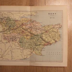 Vintage Karte von Kent, Originaldruck von 1895
