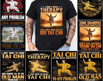 Tai Chi PNG, Tai Chi Grandpa Design, Vintage Martial Arts Art, Retro Meditation Graphics, Zen Exercise Bundle, Grandpa Hobby, Tai Chi Svg