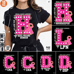 Breast Cancer Awareness PNG, Healthcare Worker Sublimation Design, Pink Ribbon Clipart, Medical Staff Shirt Design, Digital Download