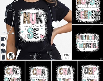 Nurse Bundle Sublimation Design, Healthcare Worker PNG, Caregiver PNG, CNA Life, Digital Download