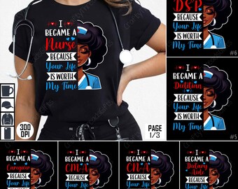 Healthcare Worker PNG Bundle, Nurse Life Clipart, Medical Profession Design, Nurse Shirt Design, Digital Download, Nurse Art