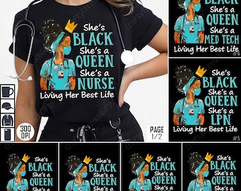 Nurse PNG Bundle, Black Queen Nurse Sublimation Design, Medical Staff Clipart, Healthcare Worker Art, Nurse Life Digital Download