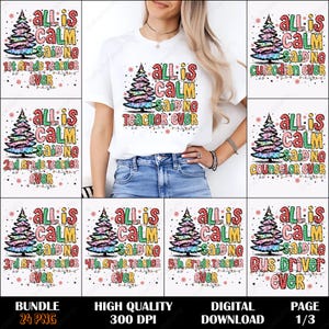 Teacher Christmas PNG Bundle, Sublimation Design, Funny Teacher Quotes, Holiday Teacher Shirt, Digital Download