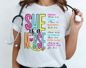 She Is Nurse Png, Nurse Day 2025 Png, Religious Png, Retro Floral Nursing Shirt, Christian Png, Nurse Life, Bible Verse Png, Gift For Nurse