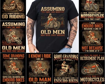 Biker PNG Bundle, Motorcycle Png, Old Man Rider Art, Funny Grandpa Gift, Enduro Bike Graphic, Retro Motorbike Art, Vintage Dirt Bike Humor