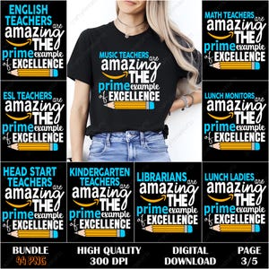 Teacher PNG Bundle, Amazing Teachers Designs, Grade School Sublimation Files, Art Teacher Gift, Prime Example Graphics, Teacher Appreciation image 3