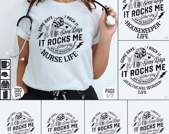 Nurse Life PNG Bundle, Healthcare Worker Sublimation Design, Caregiver Life, CNA Life Design, DSP Life Design, Housekeeper Life