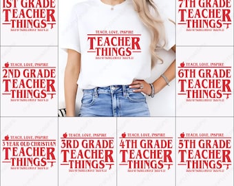Teacher PNG Bundle, Teacher Things Sublimation, Grade Level PNG, Back to School Design, Digital Teacher Shirt PNG Set