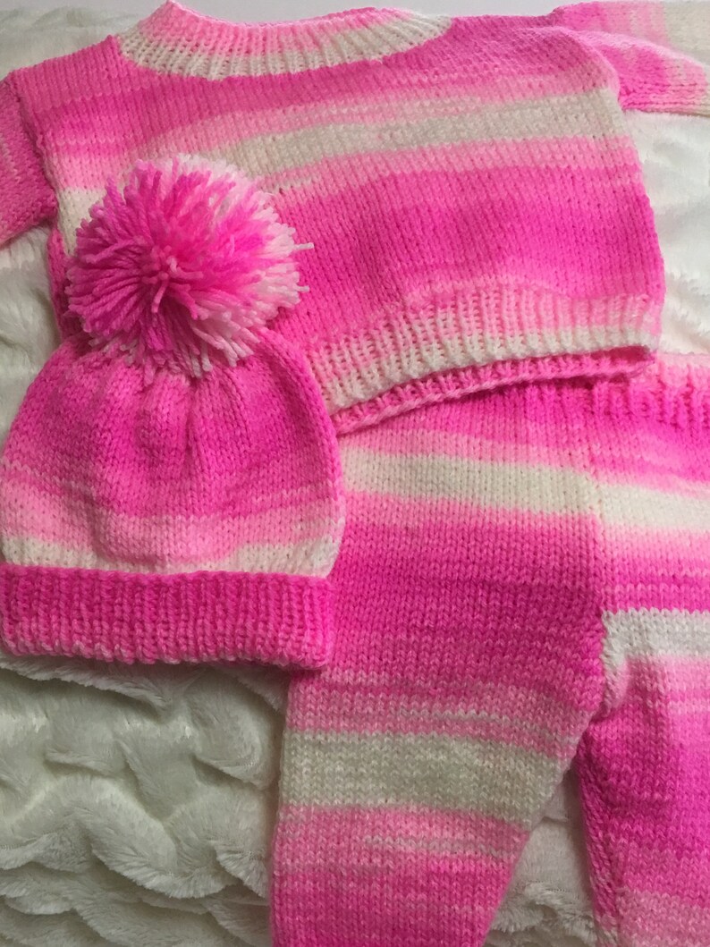 READY TO SHIP Knit Baby Sweater Leggings Hat Baby Girls Baby Shower