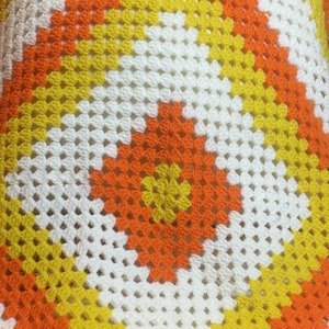 READY TO SHIP  ~   Handmade Crocheted Halloween Candy Corn Blanket Afghan ~ Yellow ~ Bright Orange ~ Off White ~ Medium Weight Acrylic