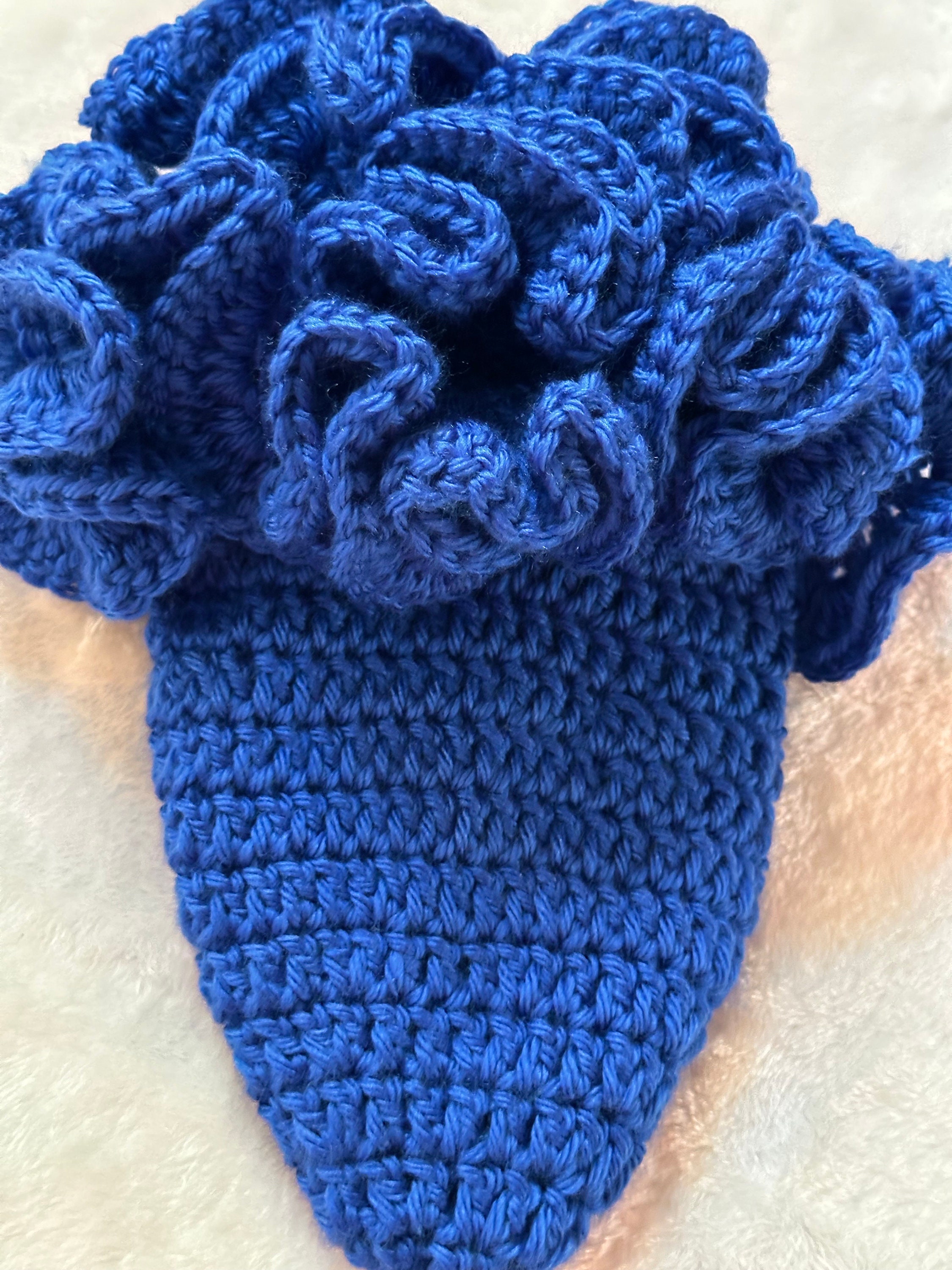 Handmade Crochet Ruffle Bucket Hat - Royal Blue Acrylic - Etsy display picture 1