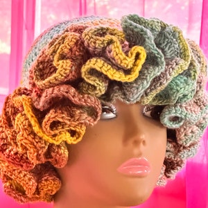 Multicolor Ruffle Crochet Hat - Etsy display picture 1