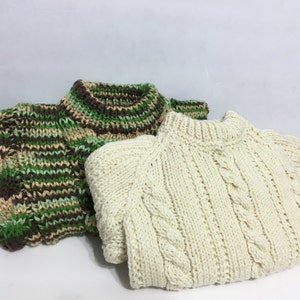 READY TO SHIP Handmade Knit Aran Cable Sweater and Hat Toddler Boys Aran Acrylic Size 1 to 2 years image 5