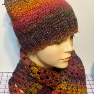 READY TO SHIP ~ Handmade Granny Square Scarf and Hat Set ~  Multi ~ Acrylic ~ One Size