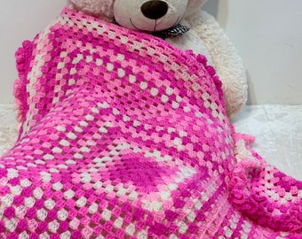 READY TO SHIP  ~   Handmade Crocheted  Baby Blanket ~ Baby Girls ~ Multicolored ~ Light Weight Acrylic ~ Baby Shower Gift ~ Newborn+