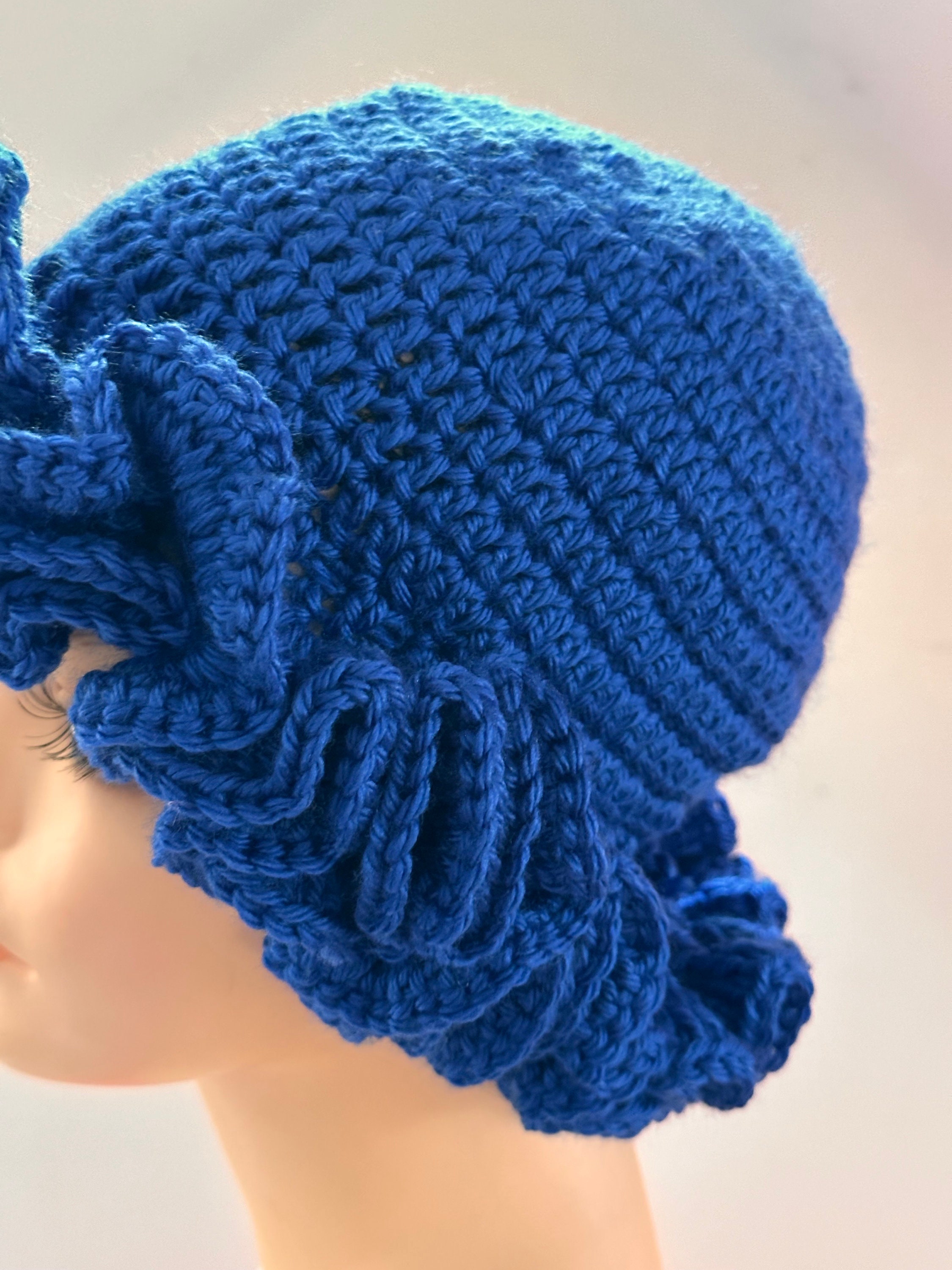 Gold-Accent Royal Blue Crochet Bucket Hat Blue Crochet Bucket Hat – Soraya Hennessy main image 4