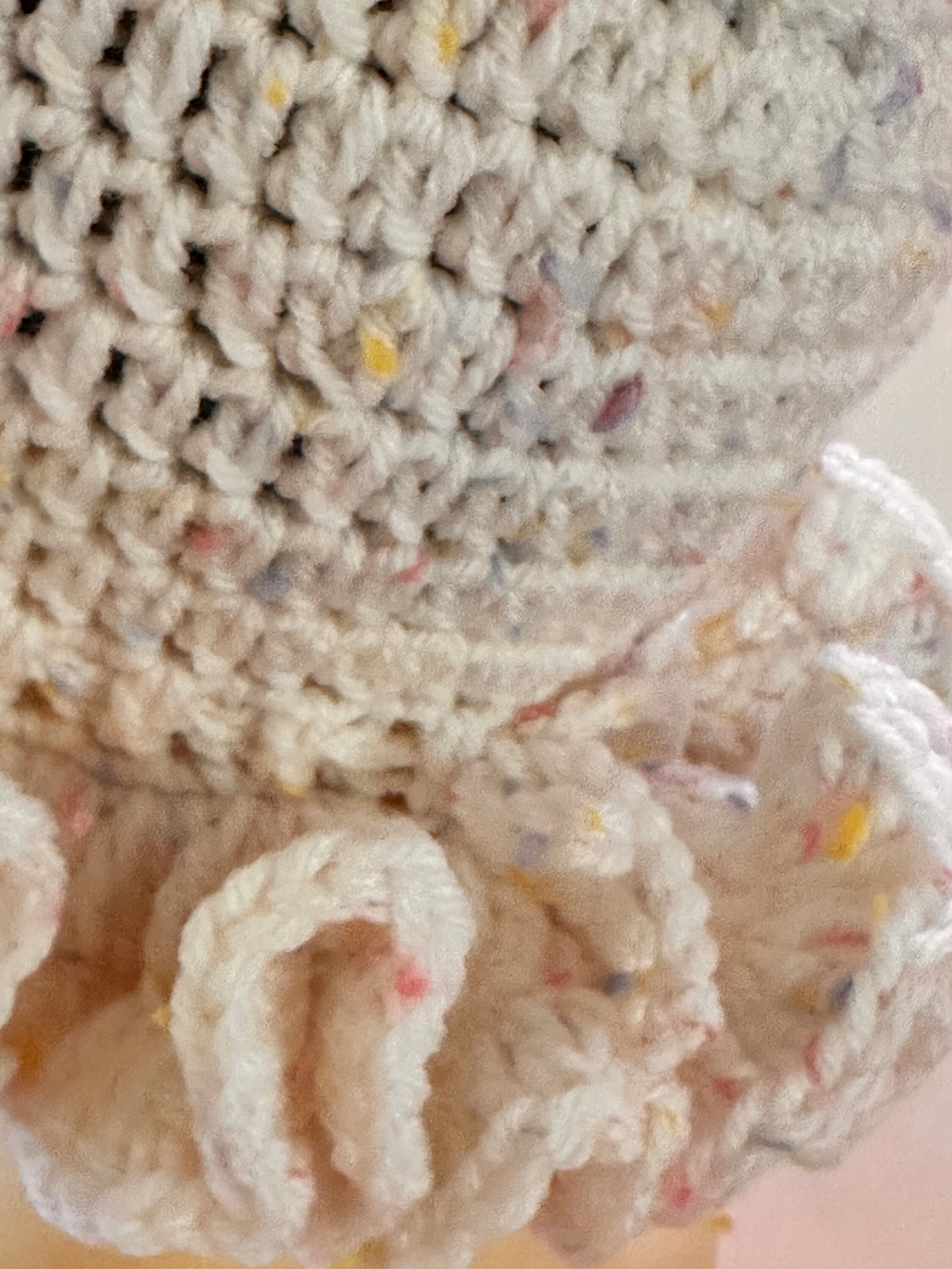 Handmade Crochet Ruffle Bucket Hat: Pastel Multicolor 