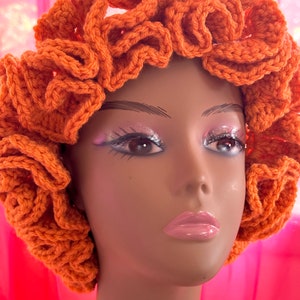 READY TO SHIP  ~ Handmade Crochet Ruffle Adjustable Brim Bucket Hat  ~  Desert Glaze ~ Acrylic ~ One Size