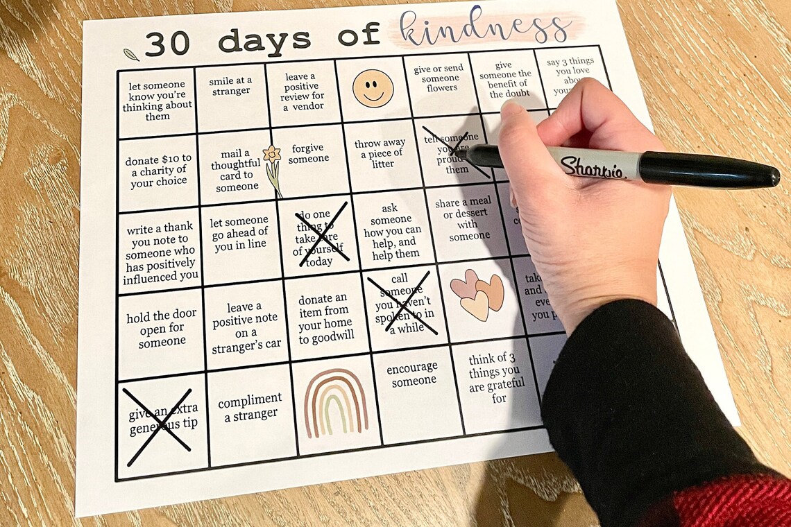 30 Days of Kindness Printable Kindness Calendar Acts of Kindness