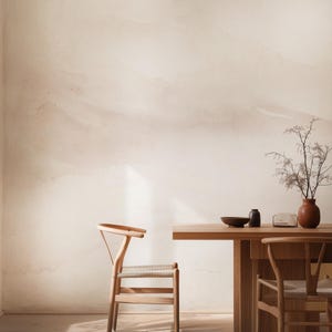 Neutral beige kalkfärgad väggmålning - Strukturerad gipsad tapet i japansk stil - Avtagbar skandinavisk stuckatur