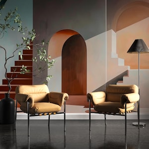 Papier peint japonais géométrique, profond, étoiles et arches, peintures murales en vinyle, beige, décoration murale aux couleurs douces