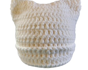 White Child Cat Ear Beanie